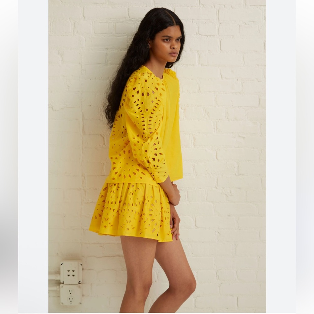 New! Thakoon Golden Yellow Smocked Skirt